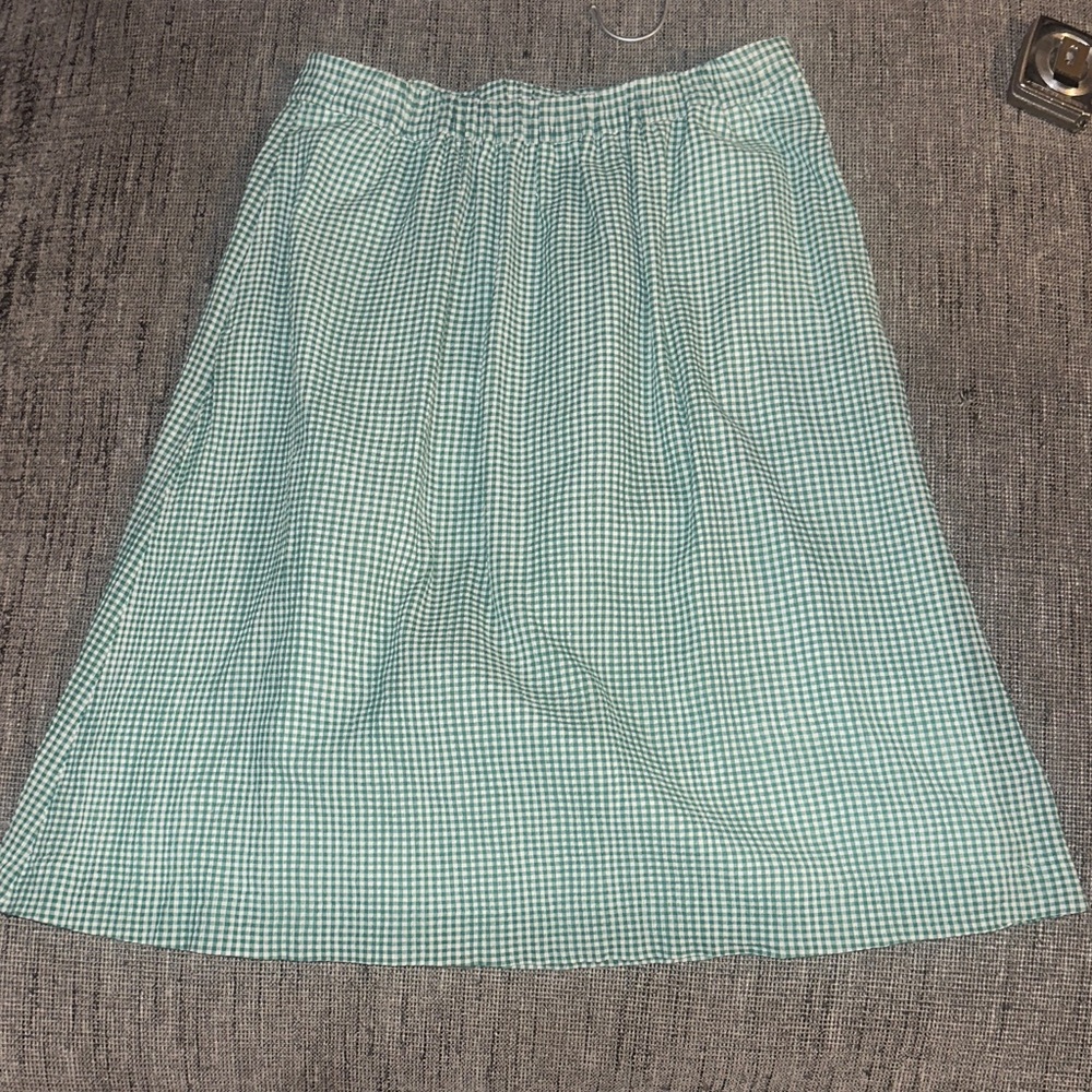 Classic Green Gingham A-Line Skirt